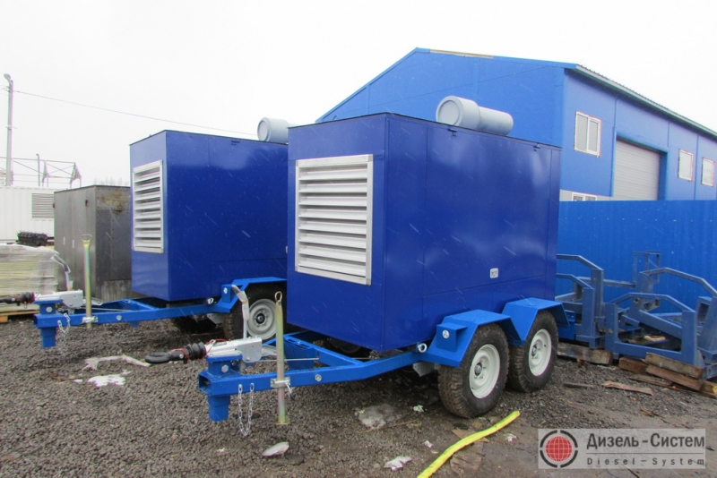 Дизель-генератор 150 кВт в капоте на шасси (передвижной генератор 150 кВт на прицепе под капотом)